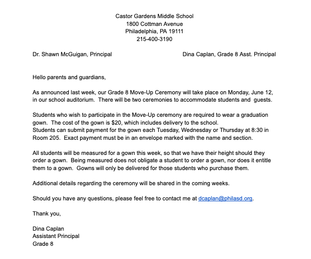 Parents – Castor Gardens Middle School